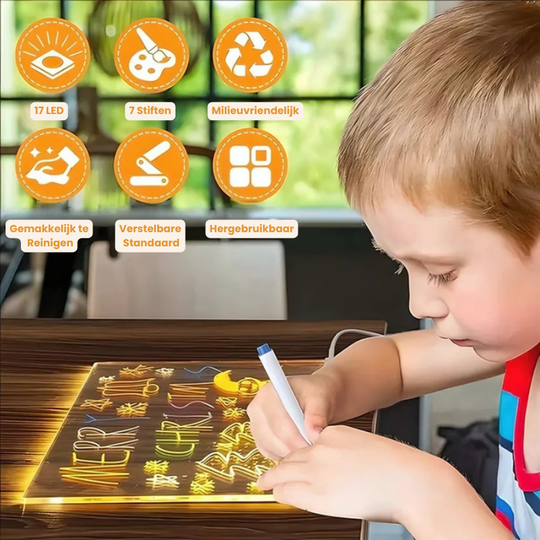 MagicMiloBoard™ – Creatief LED Doodle Glow Schrijfbord – 7 Kleuren Teken- en Notitiebord