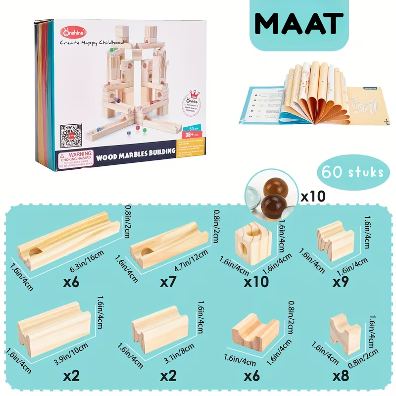 MarbleRun™ – 60/80-delig Houten Knikkerbaan Set