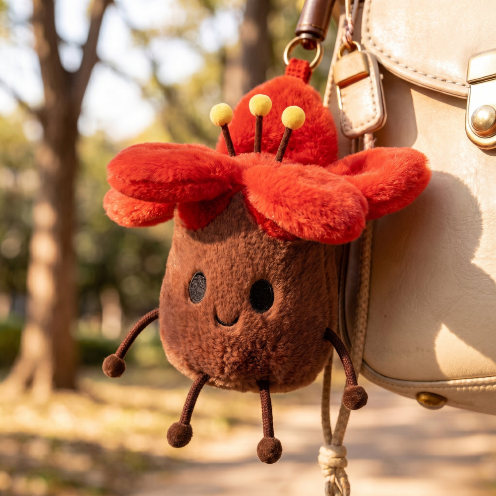 KapokCuddle – Rode Bloem Knuffel Sleutelhanger
