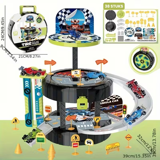 TrackTown™ – 38-delig Parkeergarage & Racebaan Speelset