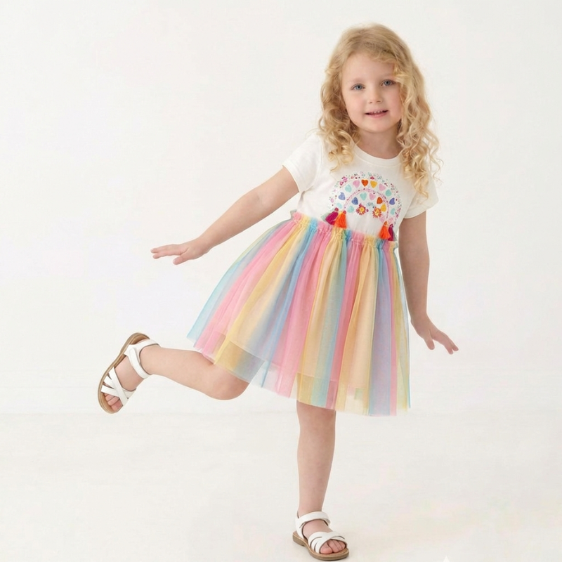 Elisa – Regenboog Tulle Jurk