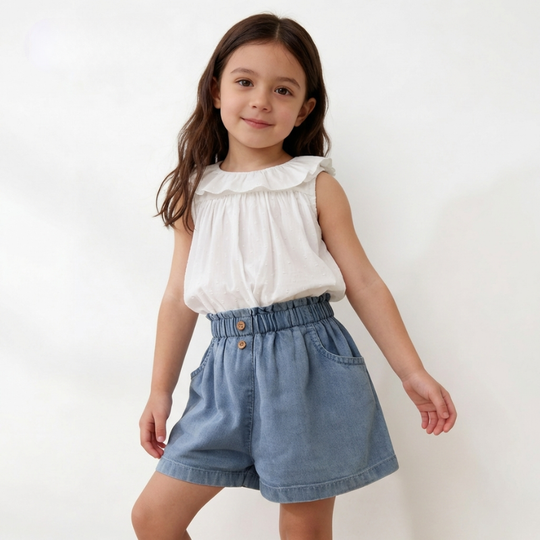 Hilda – Paperbag Denim Broekjes