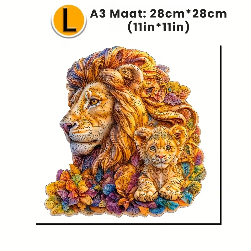 LionCraft™ – Houten Leeuwenpuzzel in Dierenvorm