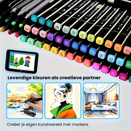 ColorMaster™ – 24/48/60/80 Dubbelzijdige Markers – Teken- & Sketch Pennen