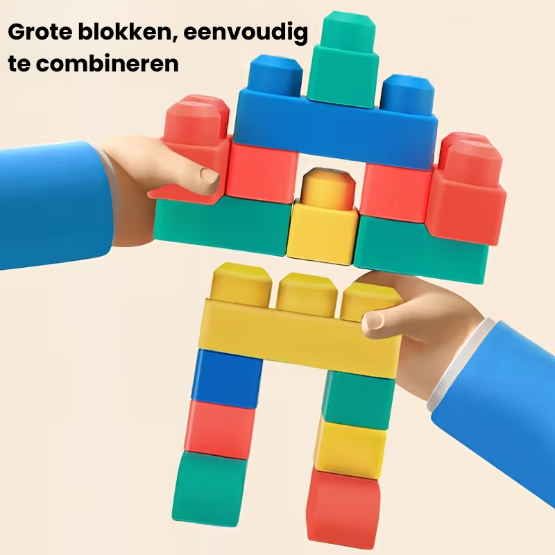 RubbaBuild™ – Grote Zachte Bouwblokken voor Baby’s