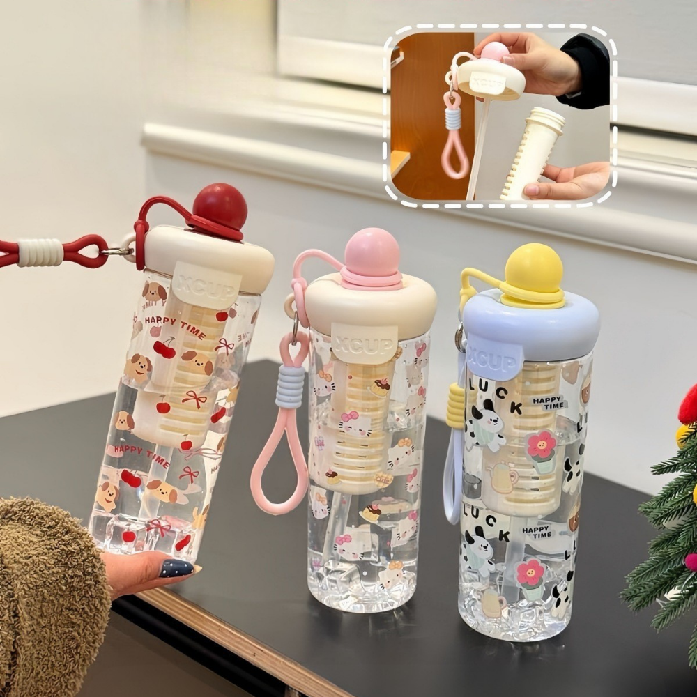 TeaJoy – Cartoon Drinkfles met Theefilter (600 ml)