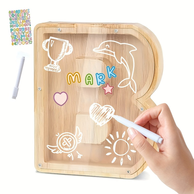 AlphaBank™ – Houten Spaarpot met Alfabet – Kleurrijk & Duurzaam