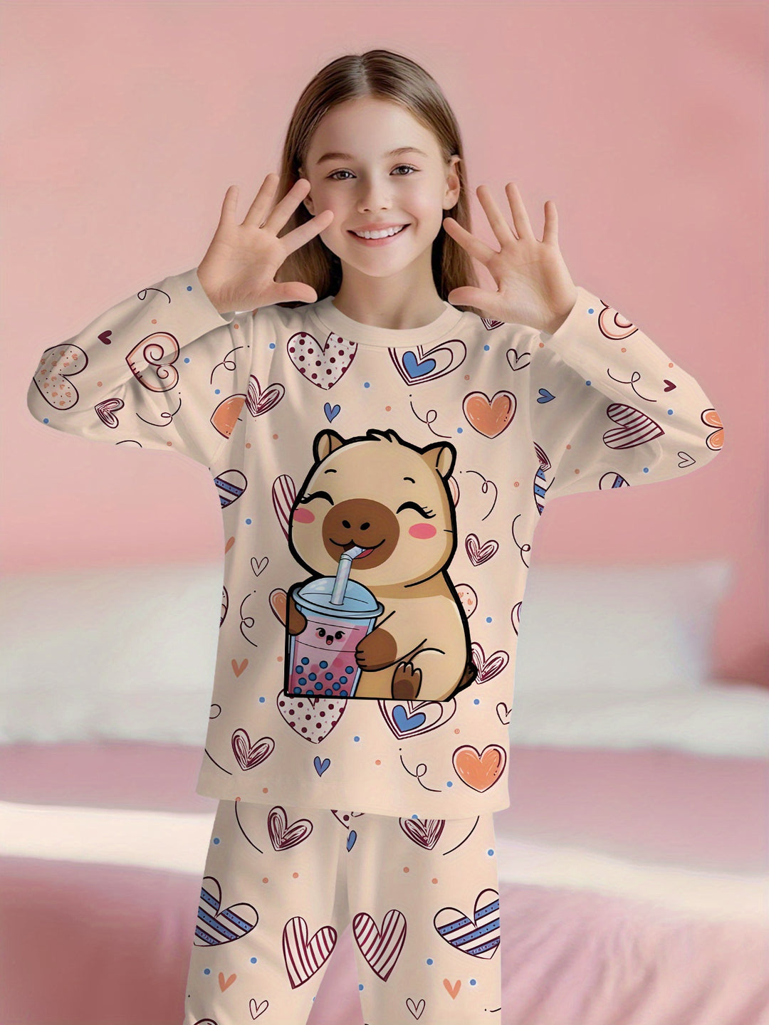 CapyCozy™ – Meisjes Capybara Pyjama Set