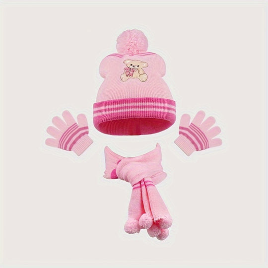 BearCozy™ – Meisjes 3-delige Winter Set – Sjaal, Muts & Handschoenen
