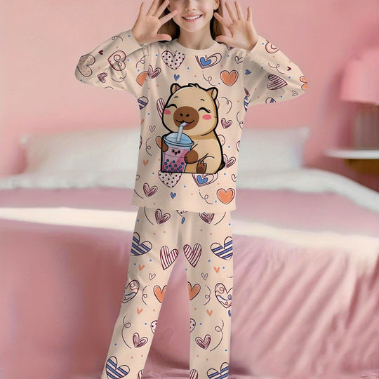 CapyCozy™ – Meisjes Capybara Pyjama Set