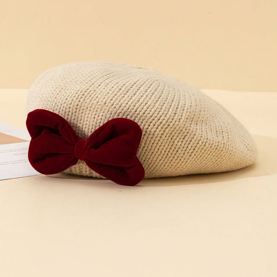 RibbonCozy™ – Meisjes Wintermuts met Strik – Zachte Gebreide Beanie