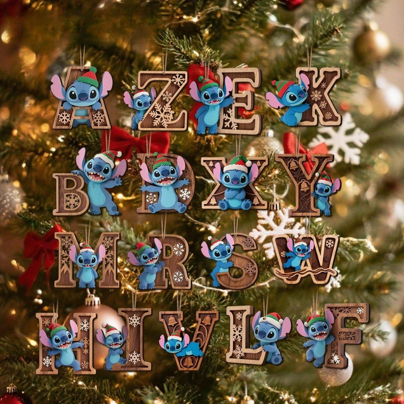 Houten Stich Ornament™ – 26 Letters & Steek Decoratie met Sneeuwvlokontwerp