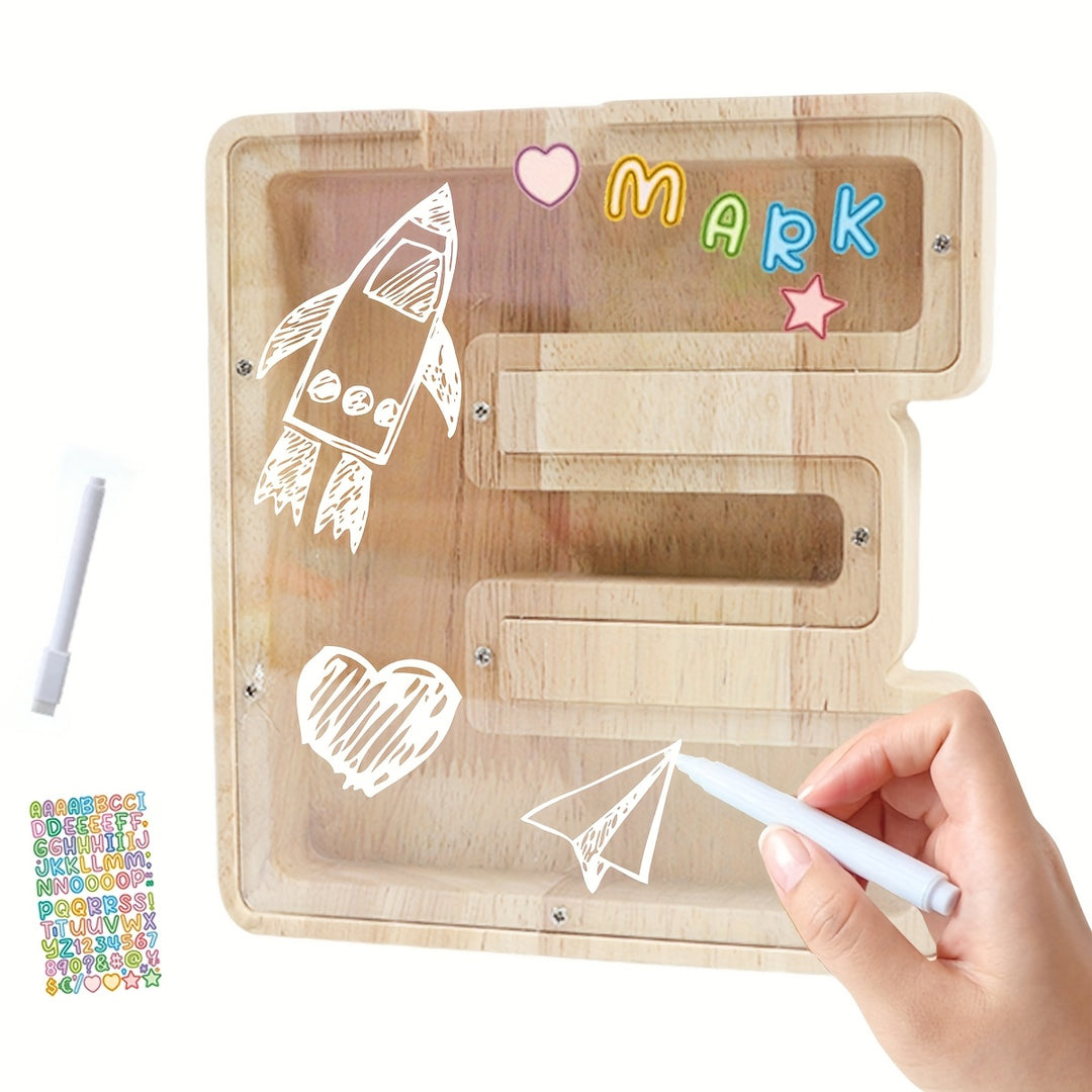 AlphaBank™ – Houten Spaarpot met Alfabet – Kleurrijk & Duurzaam