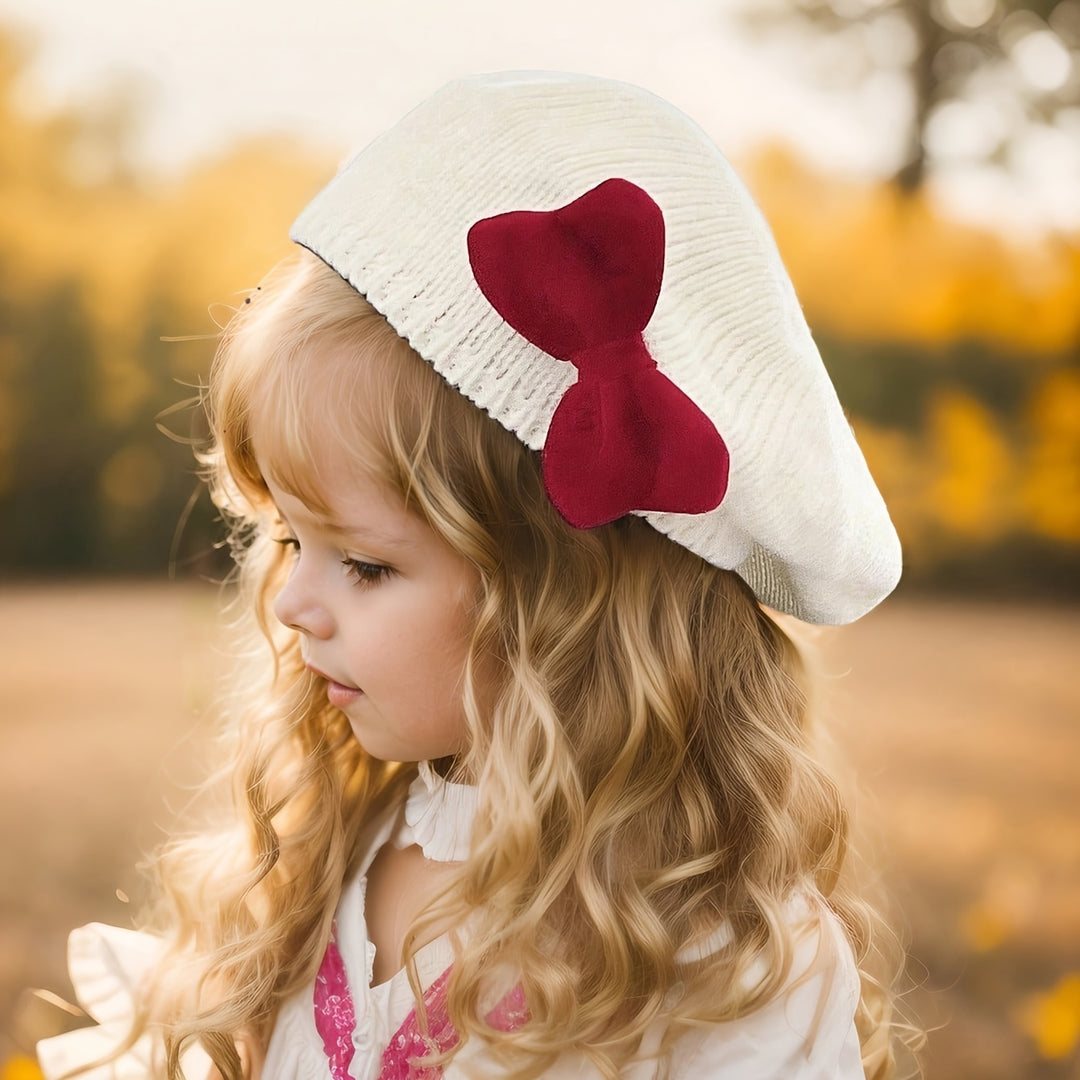 RibbonCozy™ – Meisjes Wintermuts met Strik – Zachte Gebreide Beanie