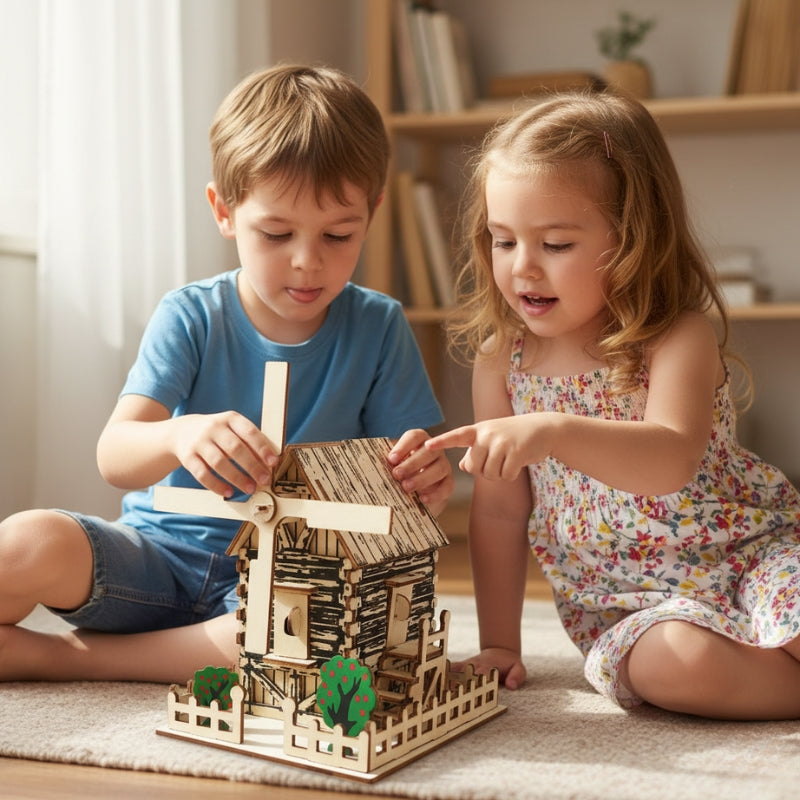 PastoralWindmill – 3D Houten Bouwpuzzel Windmolen