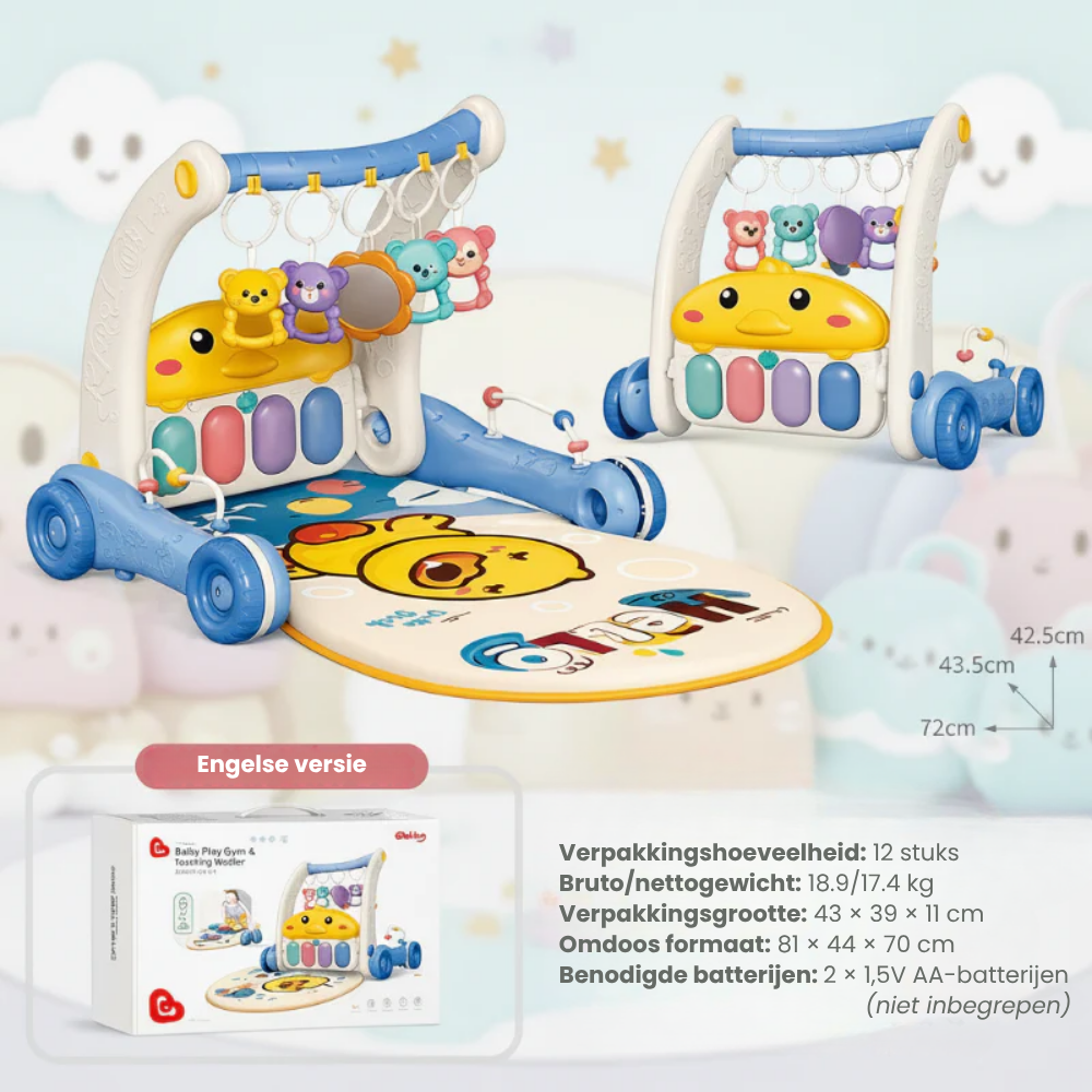 WalkyPlay – 3-in-1 Baby Walker en Speelmat