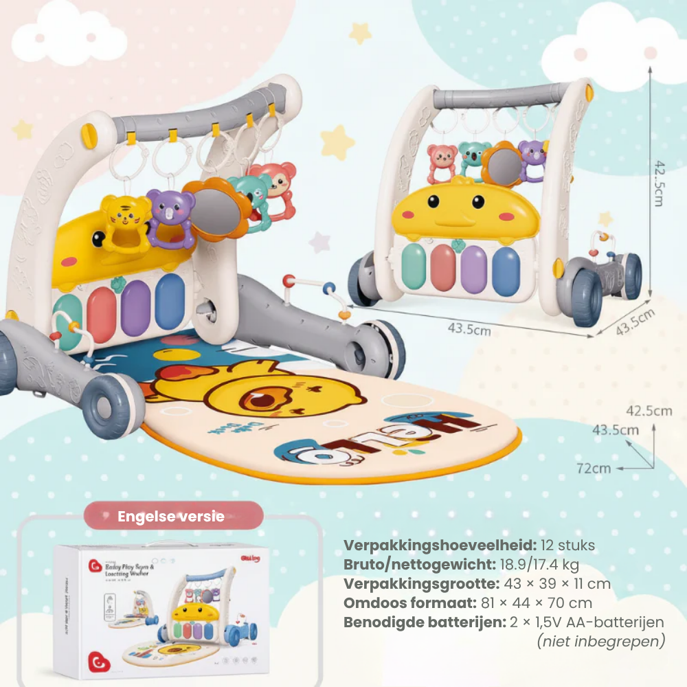 WalkyPlay – 3-in-1 Baby Walker en Speelmat