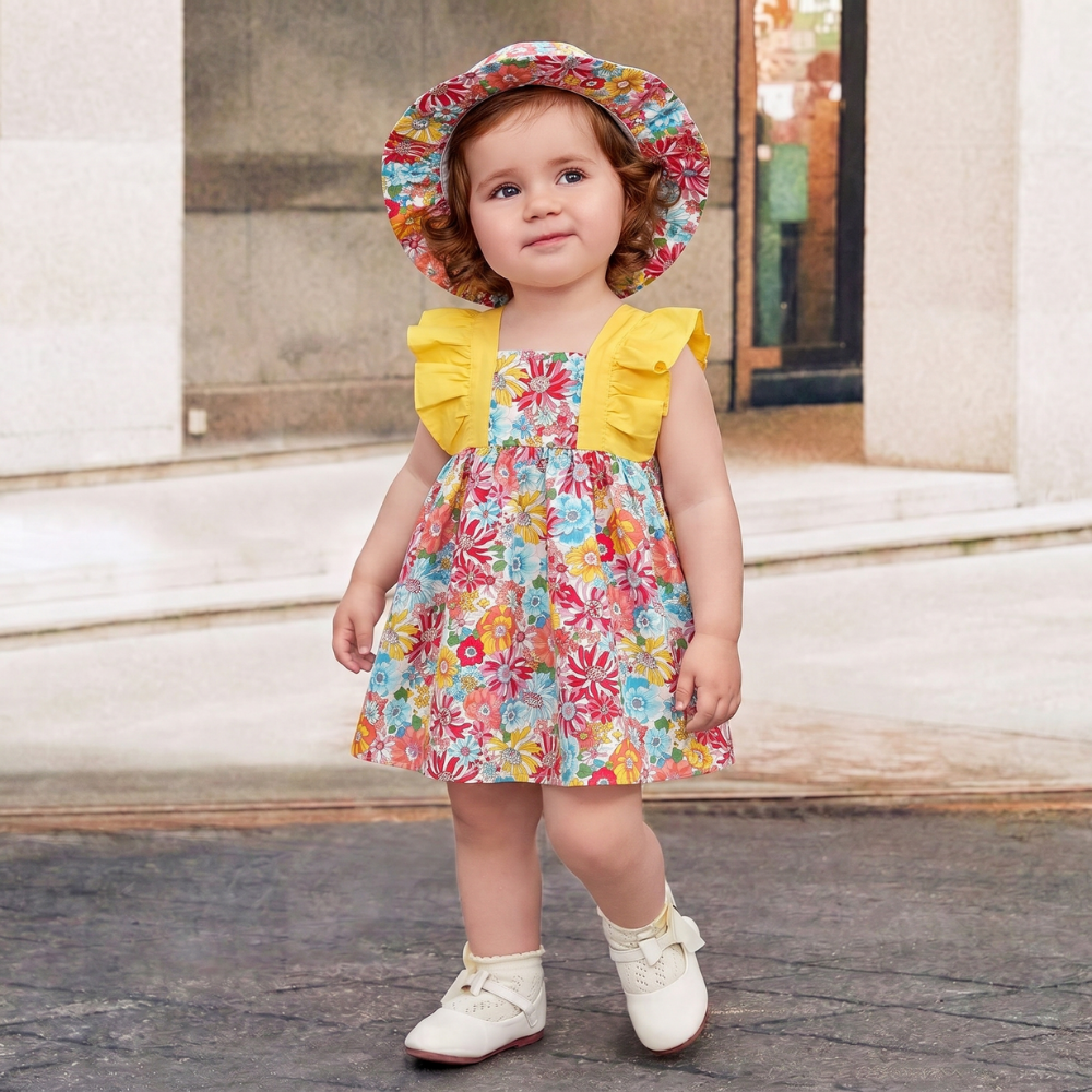 PetalBloom – Zomerjurk met Bloemenprint & Hoed