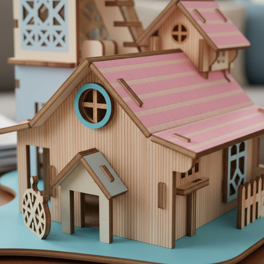 RiverSideVilla – 3D Houten Bouwpuzzel Rivierhuis