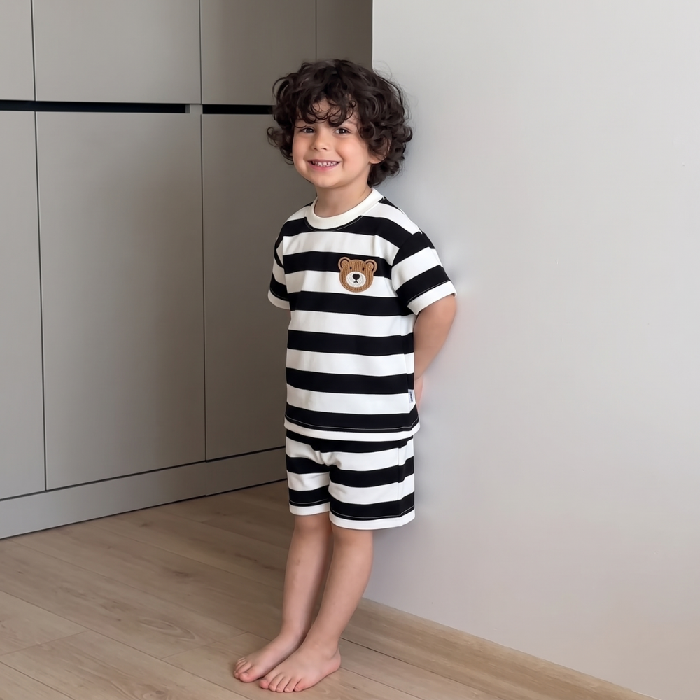 StripeBuddy – T-shirt en Shorts Set voor Jongens