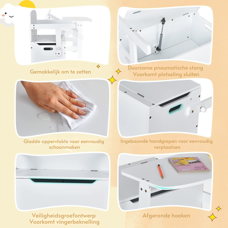 Milo & Moon® SmartSit 3-in-1 – Kinderbank, Tafel en Opbergbak in één