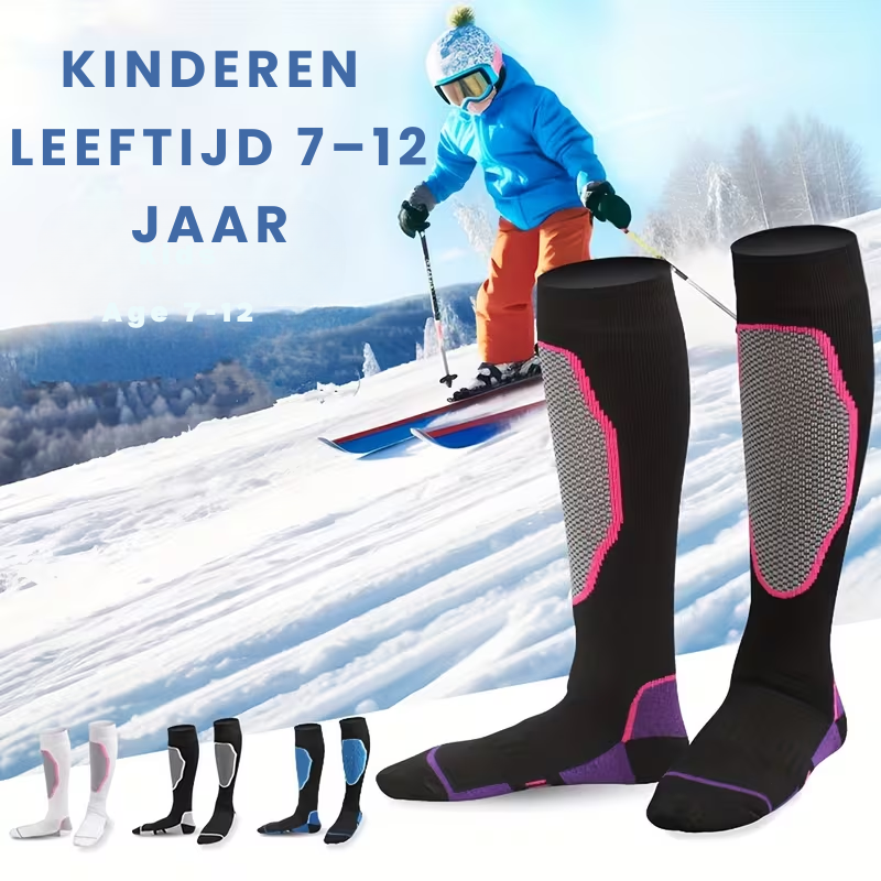 GeoSport™ – Kindersokken – Warme Ski & Outdoor Crew Socks (7–12 Jaar)