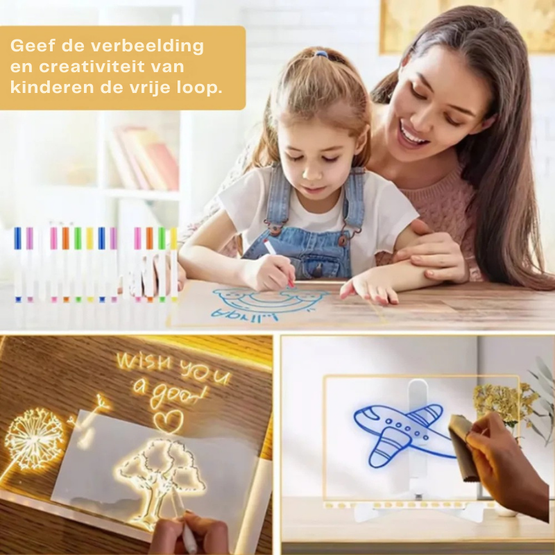 MagicMiloBoard™ – Creatief LED Doodle Glow Schrijfbord – 7 Kleuren Teken- en Notitiebord