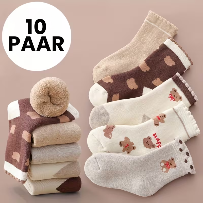BearToes™ – 10-Pack Kindersokken Set – Warme Dikke Sokken