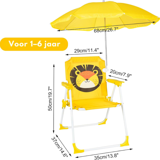 SunnySeat – Opvouwbare Kinder Strandstoel met Parasol