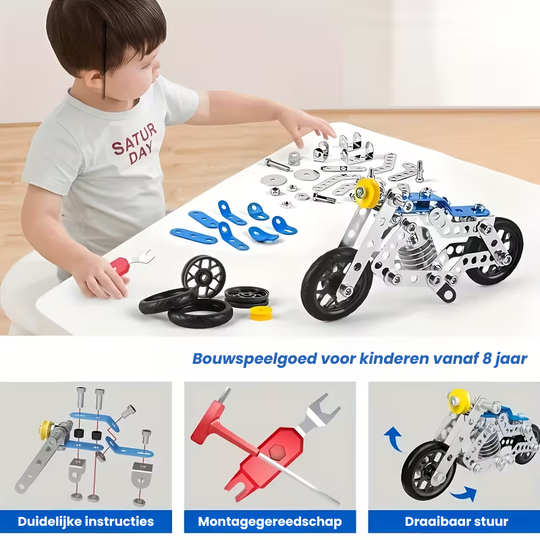MotoForge™ – 5-in-1 Metalen Wisselbare Motor Bouwset voor Kinderen