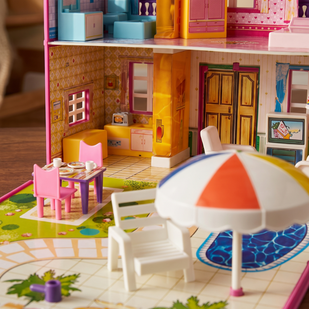<font dir="auto" style="vertical-align: inherit;"><font dir="auto" style="vertical-align: inherit;">Jouet pour enfants Villa à habiller à monter soi-même avec meubles, lumières, musique et fonctions portatives - Cadeau d'anniversaire</font></font>