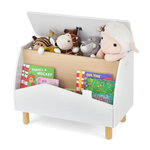 WoodLand™ – Houten Speelgoedkist met Plank – Ruime & Veilige Opbergbox voor Kinderen