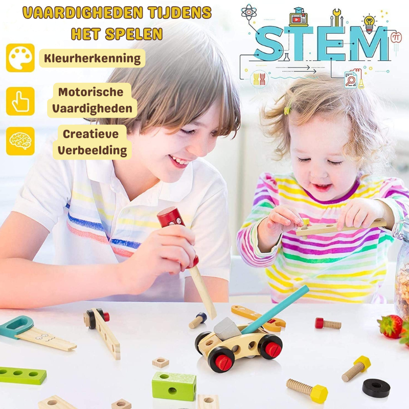 TinyToolbox™ – Educatieve Houten Gereedschapskist – Creatief Speelgoed