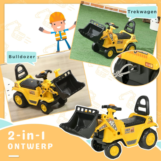 RideDig Pro™ Kinder Graafmachine Tractor – 3-in-1 Ride-On Voertuig met Opbergruimte & Werkende Emmer (Leeftijd 3+)