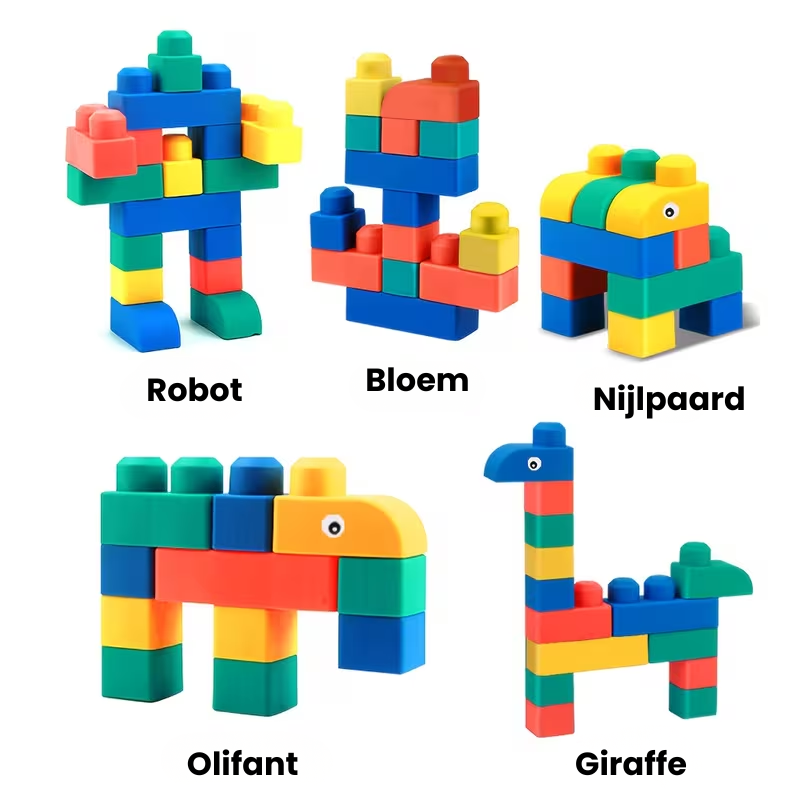 RubbaBuild™ – Grote Zachte Bouwblokken voor Baby’s