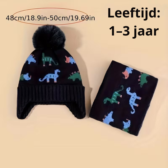 DinoSnug™ – Winter Muts & Nekwarmer Set voor Kinderen