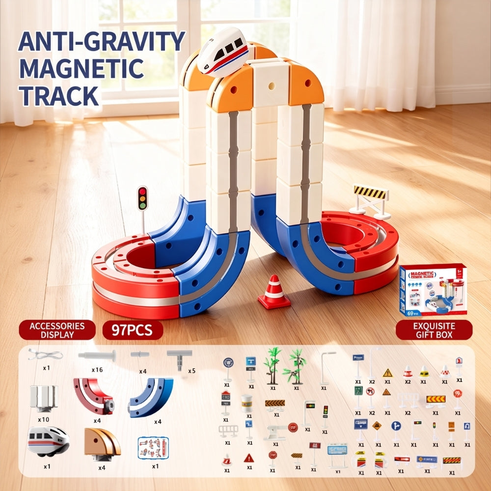 <font dir="auto" style="vertical-align: inherit;"><font dir="auto" style="vertical-align: inherit;">Jouet magnétique pour enfants, double voie électrique, assemblage de train cube magique, pour garçons, bricolage</font></font>