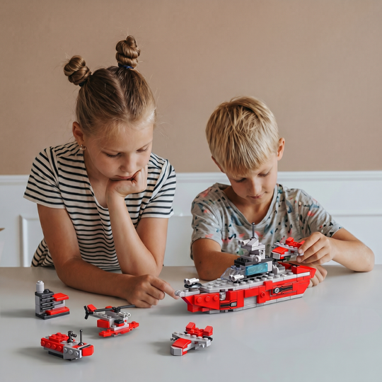 NavalBuilder – 6-in-1 Vliegdekschip Bouwset (138 Stuks)