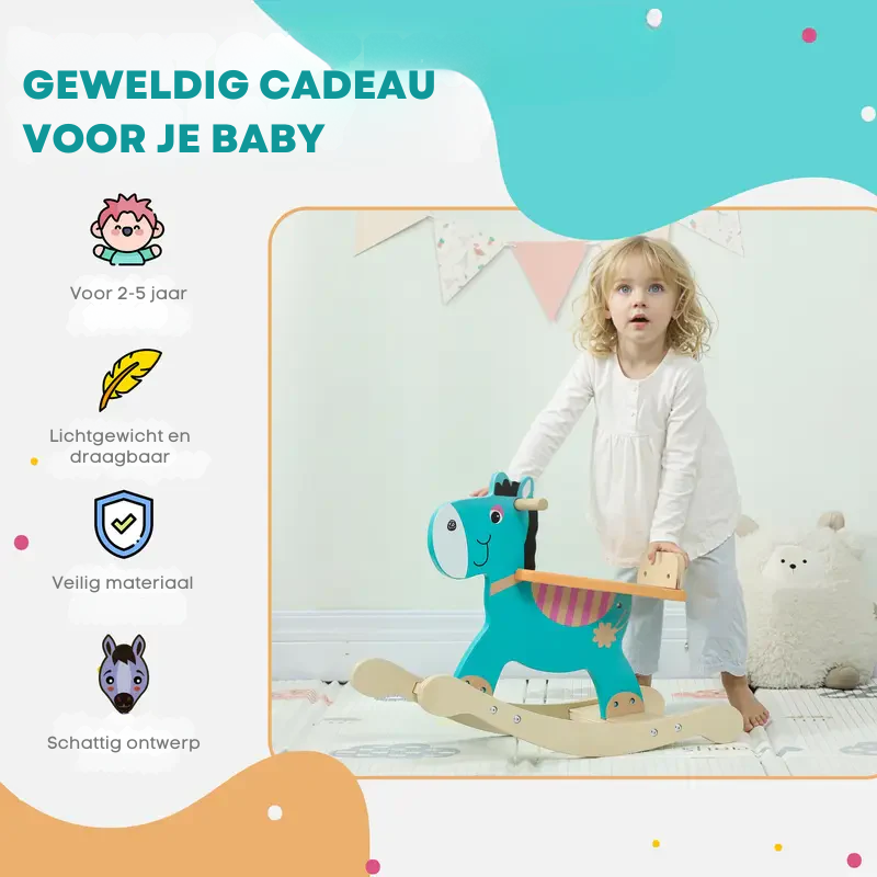 RockyDonkey™ – Baby Schommelpaard met Handvatten & Zitting