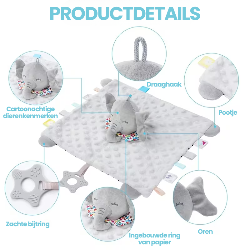 CuddleCloud™ – Zacht Baby Knuffeldoekje met Schattige Dierenontwerpen