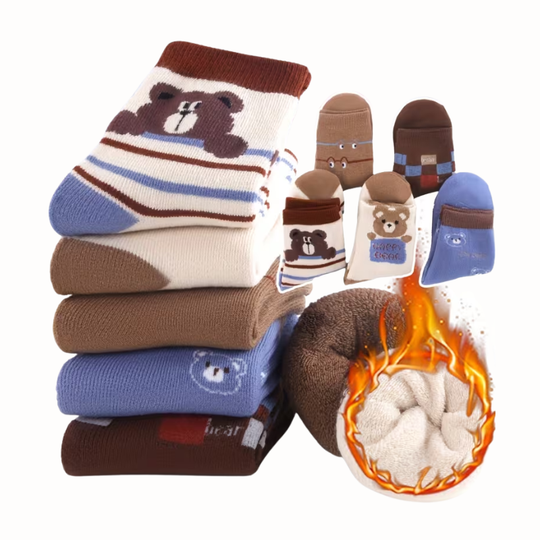 BearWarm™ – 4-Pack Jongens Winter Sokken Set – Dikke Gebreide Sokken