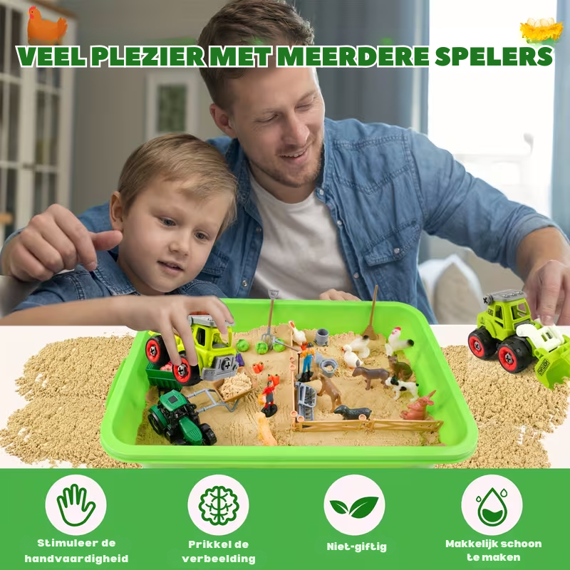 FarmFun™ – Sensorisch Boerderij Speelset – DIY Zandbak Speelgoed met Tractor & Dieren