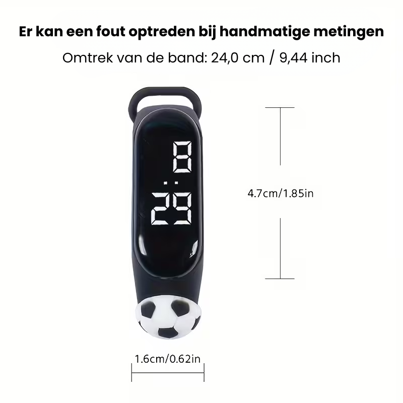 SoccerTime – LED Digitaal Kinderhorloge – Sportieve Voetbal Armband