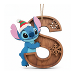 Houten Stich Ornament™ – 26 Letters & Steek Decoratie met Sneeuwvlokontwerp
