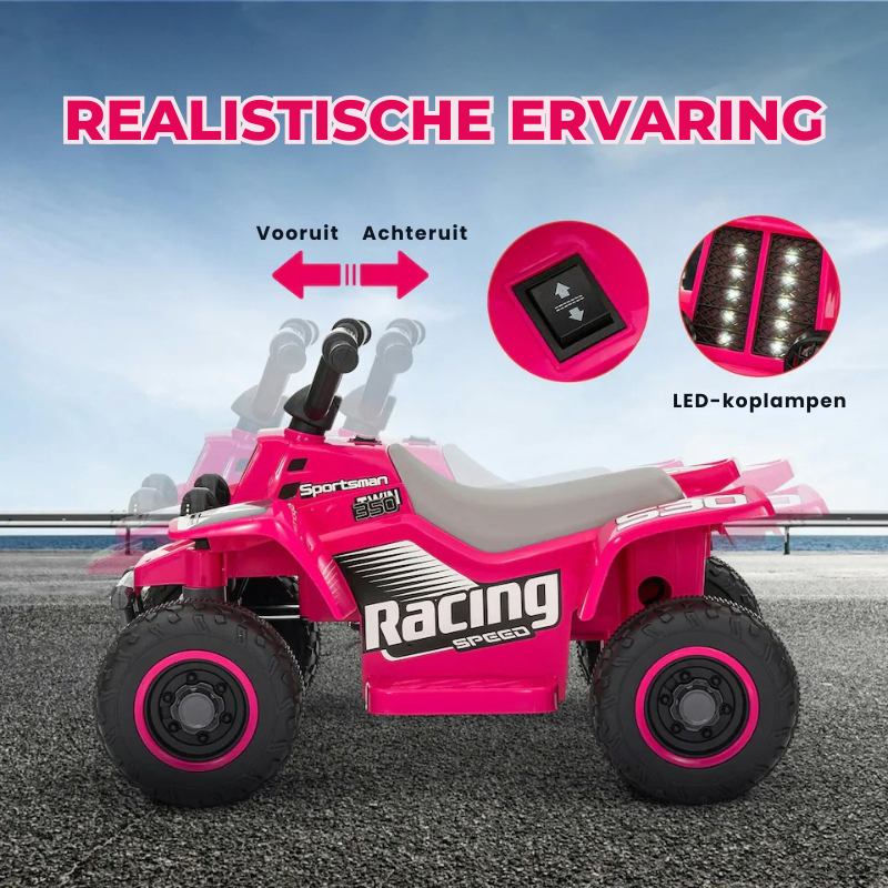 Aiyaplay™ 6V Elektrische Kinder Quad – Roze Ride-On ATV met Voor- & Achteruit Rijden, Comfort Zitting & Ledverlichting (18-36 maanden)
