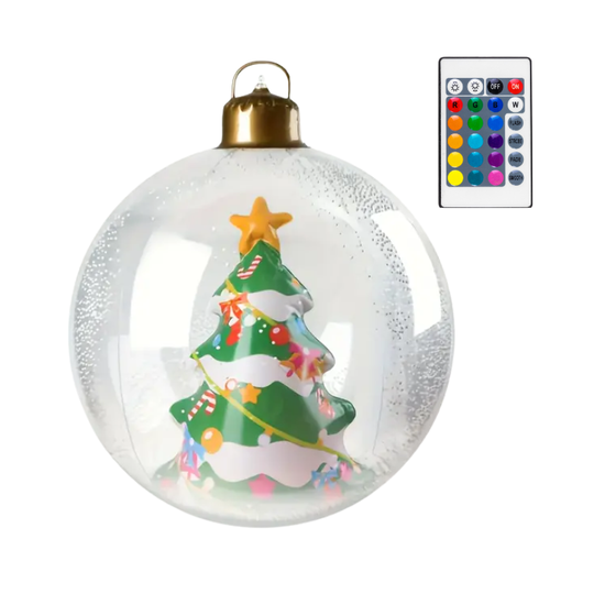LumiGlobe™ – 60 cm Verlichte Opblaasbare Kerstbal met LED-licht voor Binnen & Terrasdecoratie