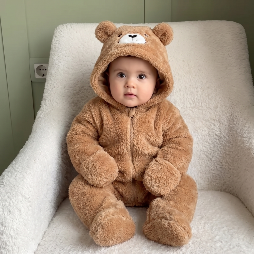 SnugglePaws – Zachte Fleece Baby Onesie met Dierenontwerp