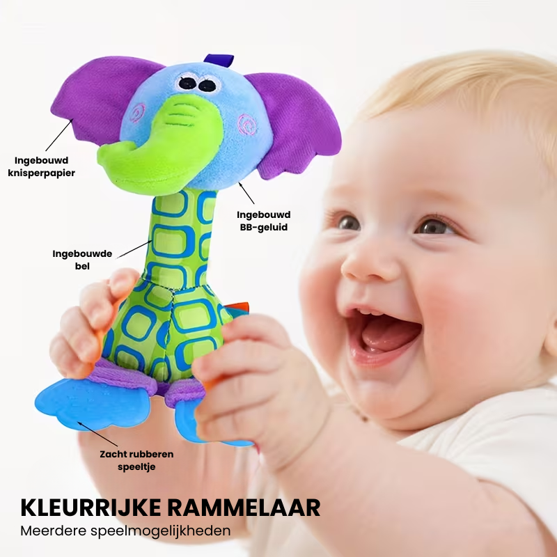 RattlePals™ – Baby Pluche Rammelaar – Zachte Handbellen Speelgoed