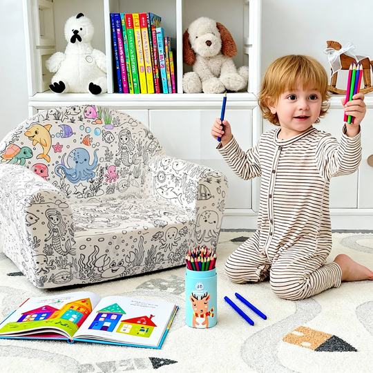 ColorCouch – Inkleurbare Kinderbank met Wasbare Hoes