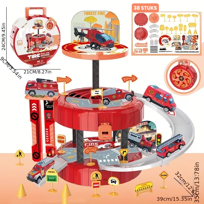 TrackTown™ – 38-delig Parkeergarage & Racebaan Speelset